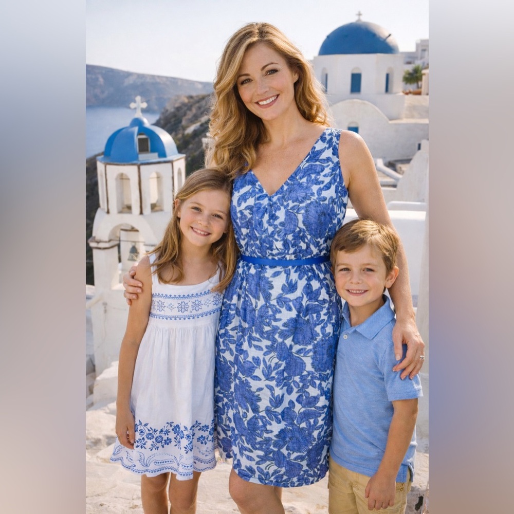 Zyga Lin’n Laundry V Neckline 100 % Linen Floral Fit & Flair Mini Dress